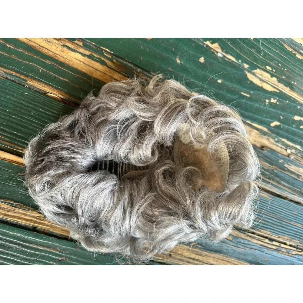 Eva Gabor Gabor of Rome Salt and Pepper Grey Curly Kanekalon Hair Piece Topper‎